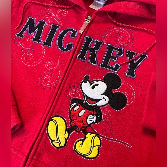 Vintage MICKEY Red Disney Zip Up Hoodie - Picture 3 of 5